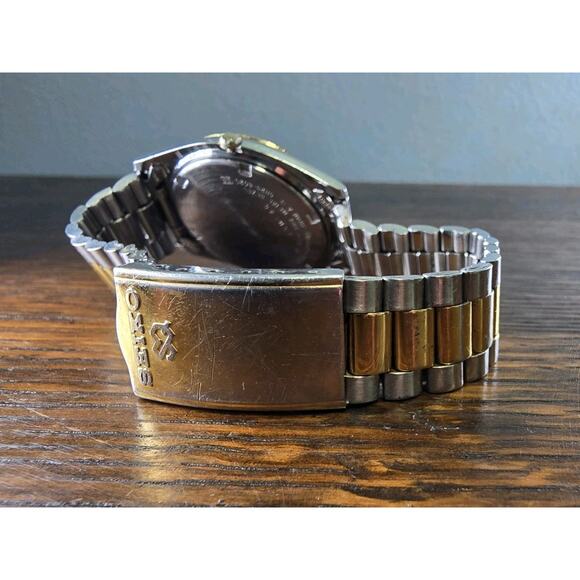 Men's Seiko 5H23-8020 Two Tone Presidential Champagne Dial Quartz Watch New Batt - Picture 6 of 8